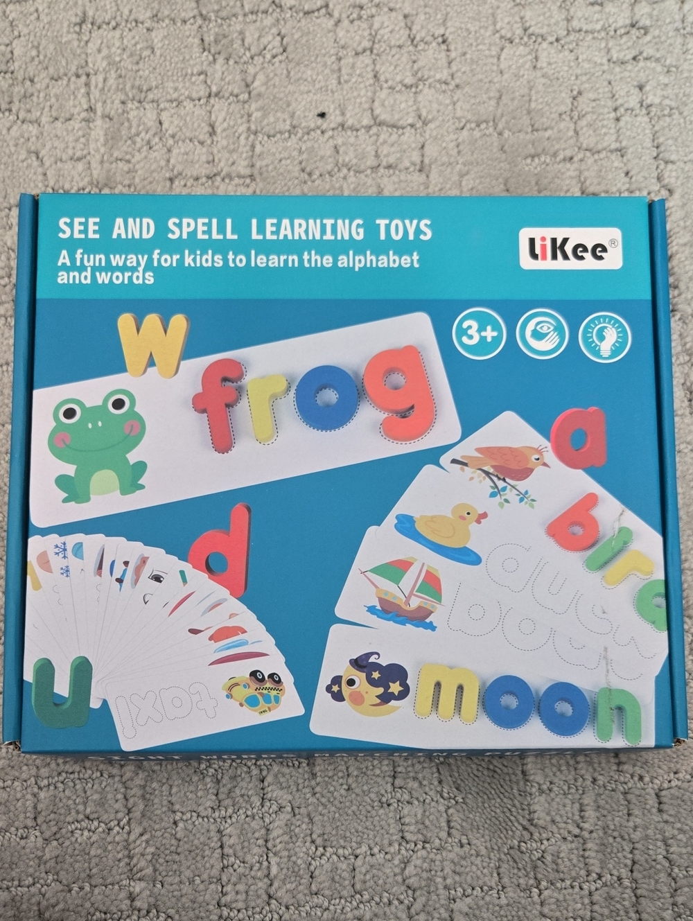 LiKee Wooden Alphabet Letter Spelling Puzzle Kids
